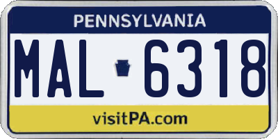 PA license plate MAL6318