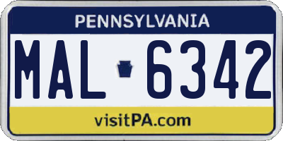 PA license plate MAL6342