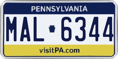 PA license plate MAL6344