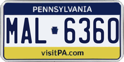 PA license plate MAL6360