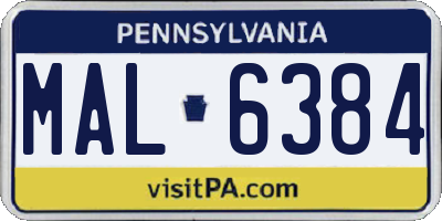 PA license plate MAL6384