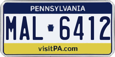 PA license plate MAL6412