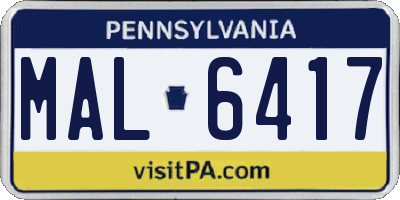 PA license plate MAL6417