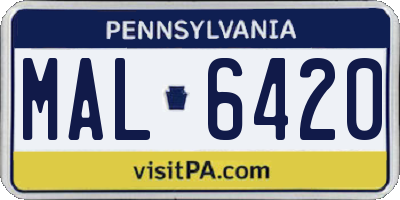 PA license plate MAL6420