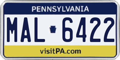 PA license plate MAL6422