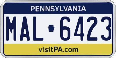 PA license plate MAL6423