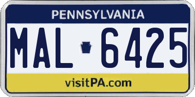 PA license plate MAL6425
