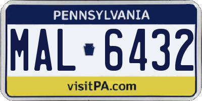 PA license plate MAL6432