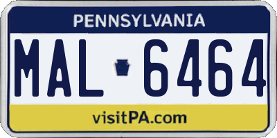 PA license plate MAL6464