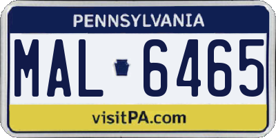 PA license plate MAL6465