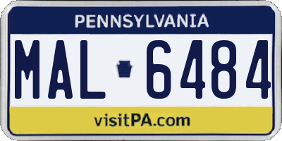 PA license plate MAL6484