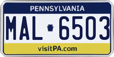 PA license plate MAL6503