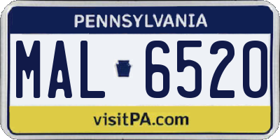 PA license plate MAL6520