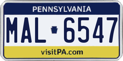 PA license plate MAL6547