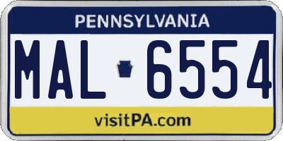 PA license plate MAL6554