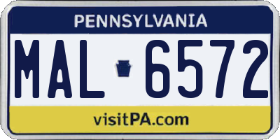 PA license plate MAL6572
