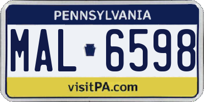 PA license plate MAL6598