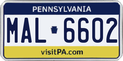 PA license plate MAL6602