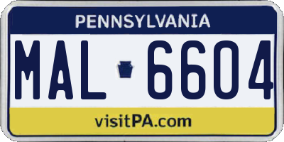 PA license plate MAL6604