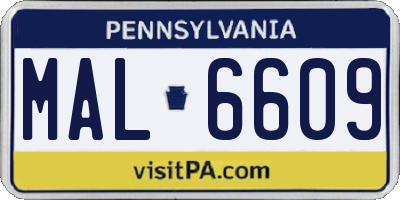 PA license plate MAL6609