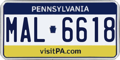 PA license plate MAL6618