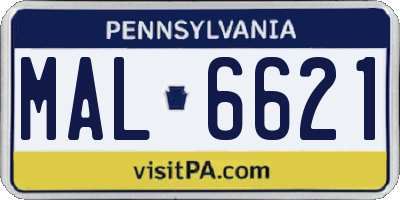 PA license plate MAL6621