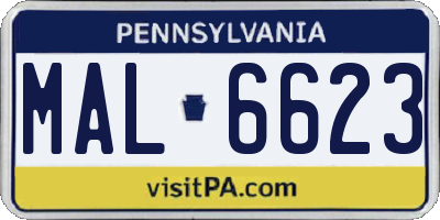 PA license plate MAL6623