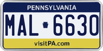 PA license plate MAL6630