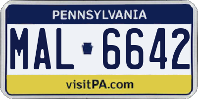 PA license plate MAL6642