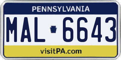 PA license plate MAL6643