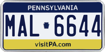 PA license plate MAL6644