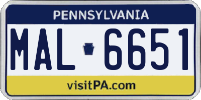 PA license plate MAL6651