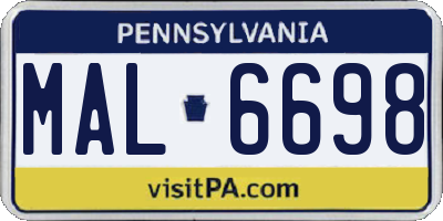 PA license plate MAL6698