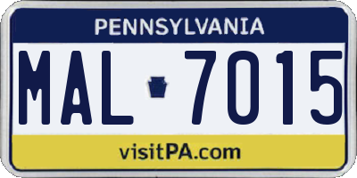 PA license plate MAL7015