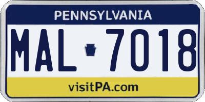 PA license plate MAL7018