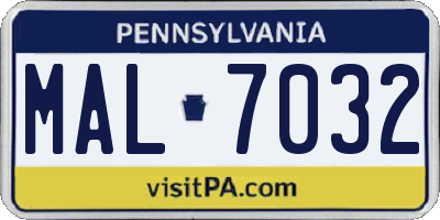 PA license plate MAL7032