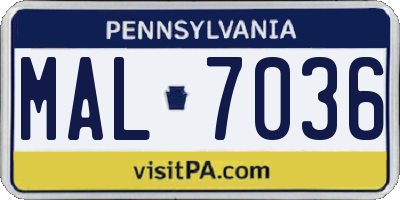 PA license plate MAL7036