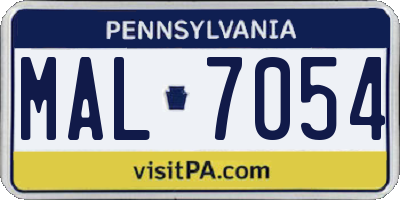 PA license plate MAL7054