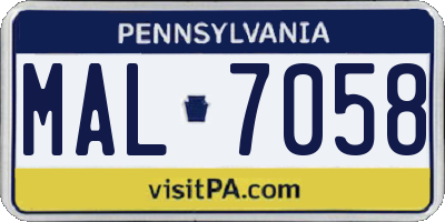 PA license plate MAL7058