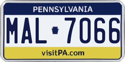 PA license plate MAL7066