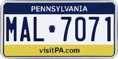 PA license plate MAL7071