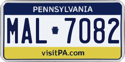 PA license plate MAL7082