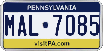 PA license plate MAL7085