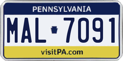 PA license plate MAL7091