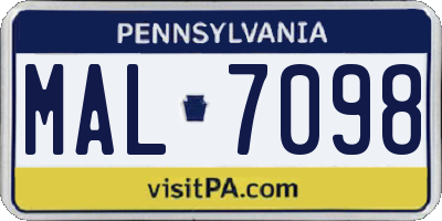 PA license plate MAL7098