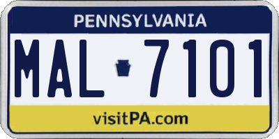 PA license plate MAL7101