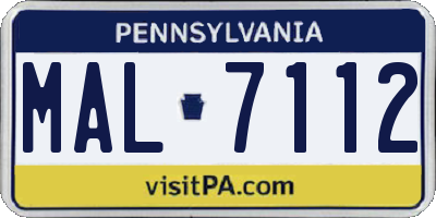 PA license plate MAL7112