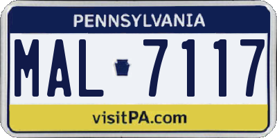 PA license plate MAL7117