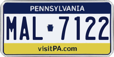PA license plate MAL7122