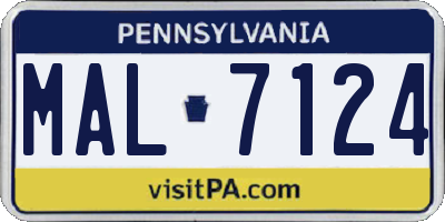 PA license plate MAL7124